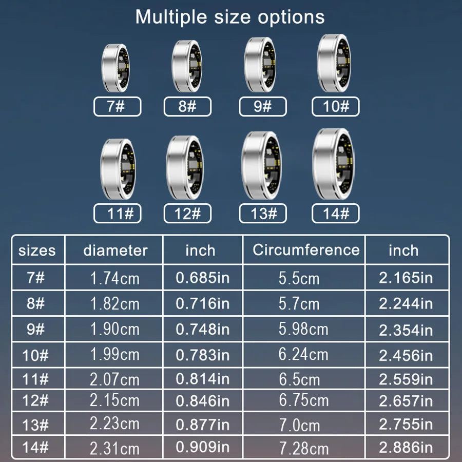 Fitness Tracker Ring for Men Women – Smart Ring with Heart Rate, SpO2, Blood Pressure, Sleep Monitoring, Step & Calorie Counter